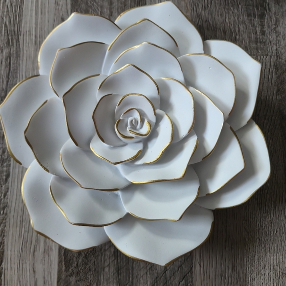 Brewster Home Fashions Rosetta White & Gold 3D Rose Wall Art Set of 3 - Picture 4 of 14